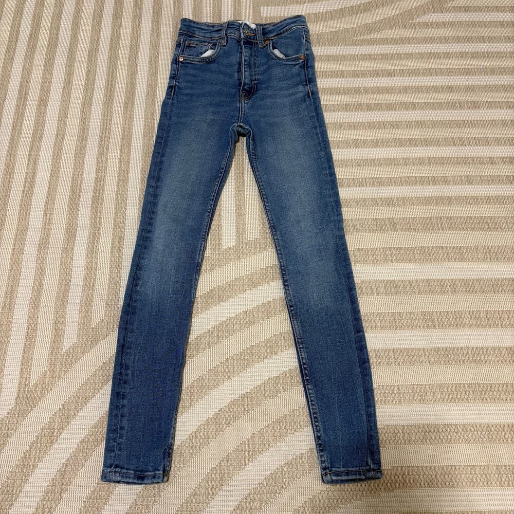 Zara High Rise Size 2 Women's Blue Jeans Skinny Fit Boho